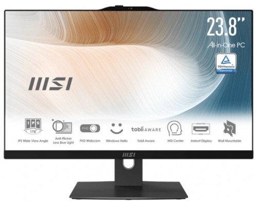 MSI Modern AM242P 12M-1241ES Intel® Core™ i7 i7-1255U 60,5 cm (23.8") 1920 x 1080 Pixeles PC todo en uno 16 GB DDR4-SDRAM 512 GB SSD FreeDOS Wi-Fi 6E (802.11ax) Negro (Espera 4 dias)