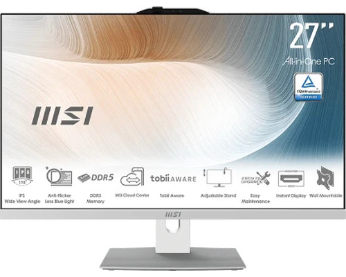 MSI AIO MODERN AM242P 1M-2253EU. 23.8" IPS LED FHD. UMA. SO-DIMM DDR5 16GB (8GB*2). 512GB. W11 PRO.BLANCO (Espera 4 dias)-SX152 MSI AIO MODERN AM242P 1M-2253EU. 23.8" IPS LED FHD. UMA. SO-DIMM DDR5 16GB (8GB*2). 512GB. W11 PRO.BLANCO (Espera 4 dias)