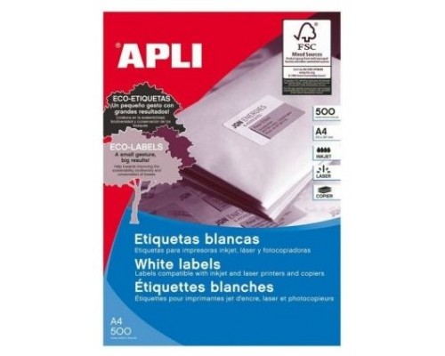 CAJA 500 HOJAS ETIQUETA BLANCA ILC 210X297 01788 APLI (Espera 4 dias)