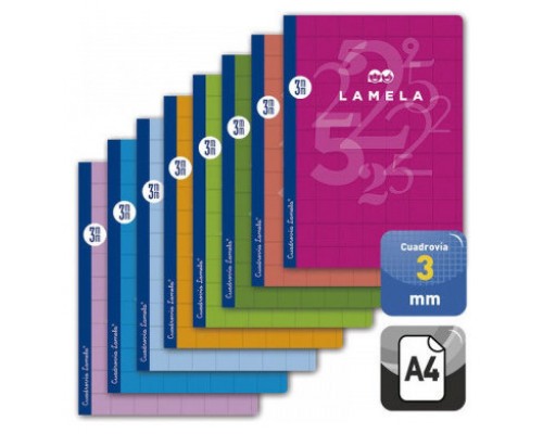 LIBRETA CUBIERTA BASICA FORMATO A4 RAYADO 3 MM 50 HOJAS SURTIDOS LAMELA 06A4003 (MIN10) (Espera 4 dias)