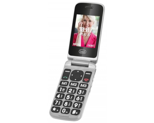TELEFONO TREVI FLEX PLUS 55 FLIP SENIOR PHONE DUAL SCREEN SILVER