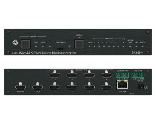 KRAMER AVSM 2X1:8 4K60 USB-C/HDMI SWITCHER DISTRIBUTION AMPLIFIER- DA3-28-H (10-00002890) (Espera 4 dias)