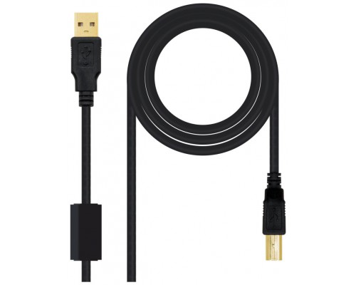USB 2.0, A-M/B-M, Negro, 3m