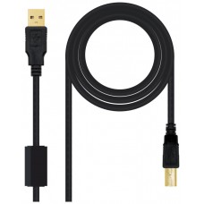 USB 2.0, A/M-B/M, 5 m, Negro