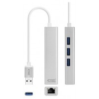 Conversor USB 3.0 a Ethernet Gigabit RJ45 + 3xUSB 3.0