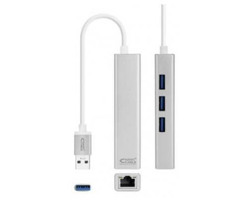 Conversor USB 3.0 a Ethernet Gigabit RJ45 + 3xUSB 3.0