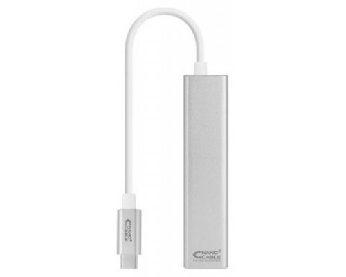 CONVERTIDOR USB-C A ETHERNET GIGABIT + 3XUSB 3.0 PLATA