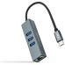 CONVERSOR USB-C ETHERNETGB +3xUSB3.0 GRIS 15 CM