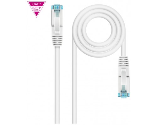 CABLE DE RED LATIGUILLO 600MHZ LSZH SFTP PIMF CAT7 AWG26 0.25 M BLANCO NANOCABLE (Espera 4 dias)