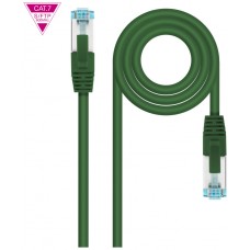 CABLE DE RED LATIGUILLO 600MHZ LSZH SFTP PIMF CAT7 AWG26 0.30 M VERDE NANOCABLE (Espera 4 dias)