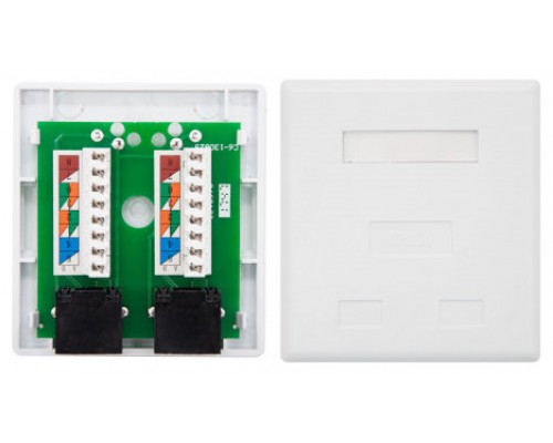 2 x RJ-45, Cat6, Blanco
