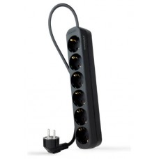 Regleta de Enchufes con 6 Tomas, 1.4 m, Negro