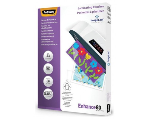 PACK 500 FUNDAS PLASTIFICAR 80 MICRAS BRILLO A3 (303X426 MM) FELLOWES 100144239 (Espera 4 dias)