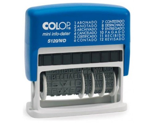 SELLO DE ENTINAJE S 120/WD FORMULA/FECHA 4MM ESPAÑOL AZUL/BICOLOR COLOP 104961 (Espera 4 dias)