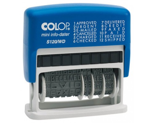 SELLO DE ENTINAJE S 120/WD FORMULA/FECHA 4MM ESPAÑOL AZUL/NEGRA COLOP 105001 (Espera 4 dias)