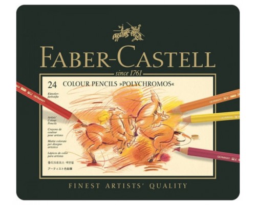 ESTUCHE DE METAL POLYCHROMOS CON 24 LAPICES DE COLORES SURTIDOS FABER CASTELL 110024 (Espera 4 dias)