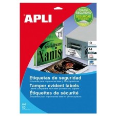 PAQUETE 10 HOJAS A4 ETIQUETAS DE SEGURIDAD POLIESTER PLATA 45,7 X 21,2MM APLI 11272 (Espera 4 dias)-SX10 PAQUETE 10 HOJAS A4 ETIQUETAS DE SEGURIDAD POLIESTER PLATA 45,7 X 21,2MM APLI 11272 (Espera 4 dias)