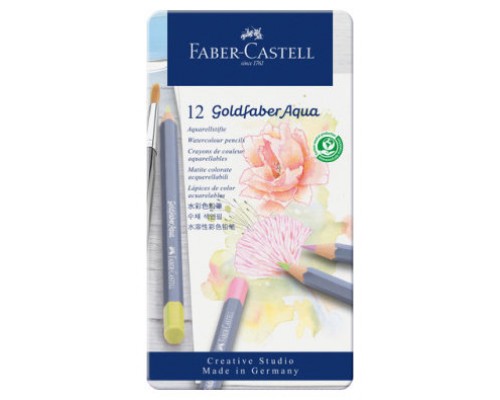 ESTUCHE METÁLICO CON 12 LÁPICES DE COLORES PASTEL ACUARELABLES GOLDFABER. FABER CASTELL 114622 (Espera 4 dias)