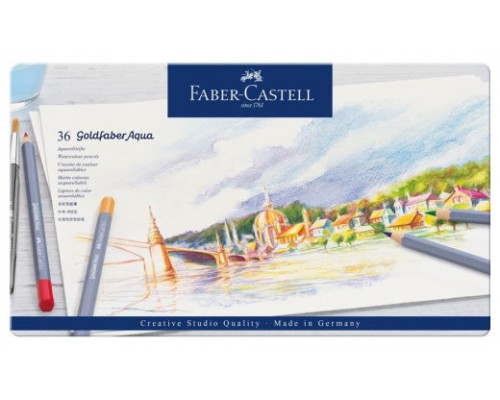 ESTUCHE DE METAL CON 36 LÁPICES DE COLORES ACUARELABLES GOLDFABER. FABER CASTELL 114636 (Espera 4 dias)