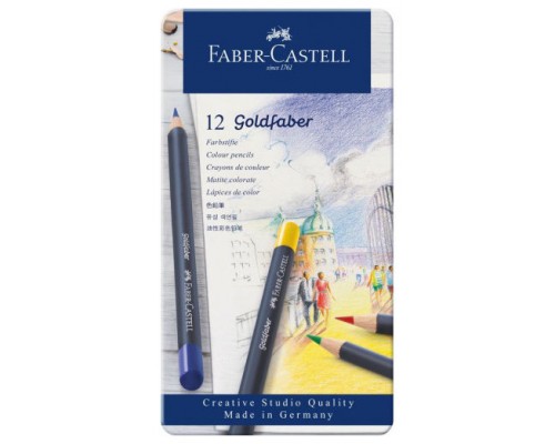 ESTUCHE DE METAL CON 12 LÁPICES DE COLORES GOLDFABER. FABER CASTELL 114712 (Espera 4 dias)