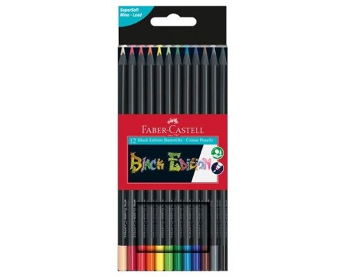 ESTUCHE 12 LÁPICES DE COLORES BLACK EDITION. FABER CASTELL 116412 (Espera 4 dias)