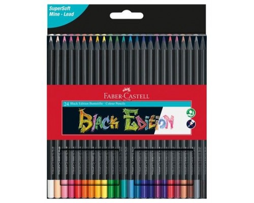 ESTUCHE 24 LÁPICES DE COLORES BLACK EDITION. FABER CASTELL 116424 (Espera 4 dias)