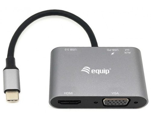 EQUIP ADAPTADOR USB-C 5IN1 HDMI 4K  VGA  USB 3.0 TIPO A + USB-C CARGA 100W
