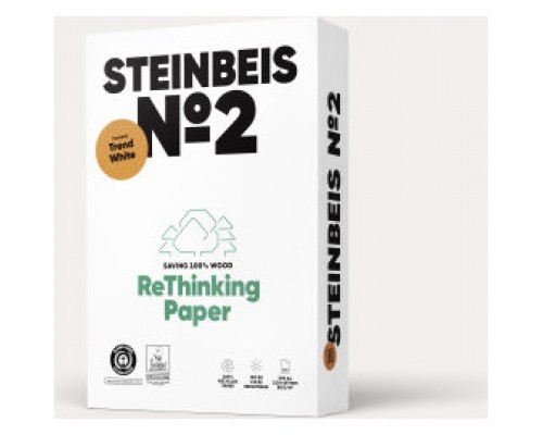 PAQUETE 500H PAPEL RECICLADO 80GR A4 TREND WHITE Nº2 ISO80 STEINBEIS 40002164 (MIN5) (Espera 4 dias)