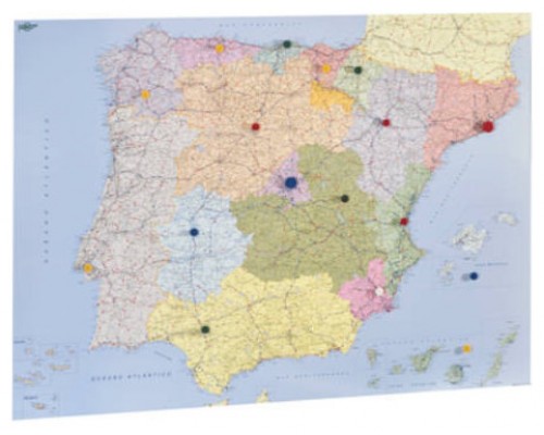 MAPA ESPAÑA Y PORTUGAL PLASTIFICADO SIN MARCO ENROLLADO 103X129 CM. FAIBO 153G (Espera 4 dias)