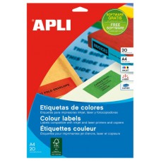 PACK 20 HOJAS (200 UDS) ETIQUETAS AMARILLAS 210X297MM APLI 1599 (Espera 4 dias)