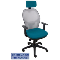 PIQUERAS Y CRESPO Silla Jorquera malla gris asiento bali verde petroleo cabecero regulable-24SX PIQUERAS Y CRESPO Silla Jorquera malla gris asiento bali verde petroleo cabecero regulable