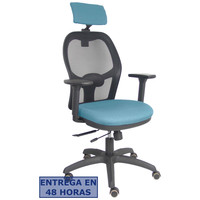 PIQUERAS Y CRESPO Silla Jorquera traslack malla negra asiento bali azul cielo brazos 3D cabecero regulable