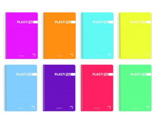 CUADERNO SERIE PLASTIPAC BOLSILLO TAPA POLIPROPILENO 90 GRS. A-7 80 HOJAS CUADRÍCULA 5X5 SURTIDO PACSA 16411 (MIN5) (Espera 4 dias)