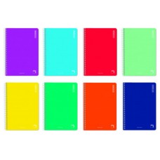 CUADERNO ESPIRAL SERIE BASIC TAPA BLANDA 60 GRS. FOLIO (215X310MM.) 80 HOJAS HORIZONTAL CON MARGEN 8 COLORES SURTIDOS PACSA 16419 (MIN10) (Espera 4 dias)