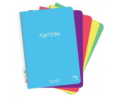 CUADERNO SERIE PLASTIPAC 90 GRS. TAPA POLIPROPILENO FOLIO (215X310MM.) 80 HOJAS CUADRÍCULA 4X4 CON MARGEN SURTIDO PACSA 16467 (MIN5) (Espera 4 dias)