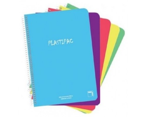 CUADERNO SERIE PLASTIPAC 90 GRS. TAPA POLIPROPILENO FOLIO (215X310MM.) 80 HOJAS CUADRÍCULA 5X5 CON MARGEN SURTIDO PACSA 16468 (MIN5) (Espera 4 dias)