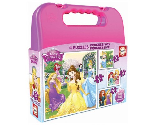 MALETA PUZZLES PROGRESIVOS PRINCESAS DISNEY 12-16-20-25 DE 3-6 AÑOS EDUCA BORRAS 16508 (Espera 4 dias)