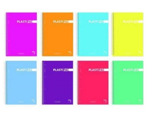 CUADERNO SERIE PLASTIPAC TAPA POLIPROPILENO 90 GRS. A-4 (210X297MM.) MICROPERFORADO 100 HOJAS CUADRÍCULA 5X5 + GRECA SURTIDO PACSA 16683 (MIN4) (Espera 4 dias)