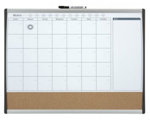 ORGANIZADOR MENSUAL MAGNETICO+TABLERO CORCHO HORIZONTAL 585x430MM NOBO 1903813 (Espera 4 dias)