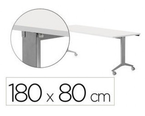 MESA CON TABLERO ABATIBLE 180X80CM COLOR GRIS ALUMINIO/BLANCO ROCADA 2003FD04 (Espera 4 dias)