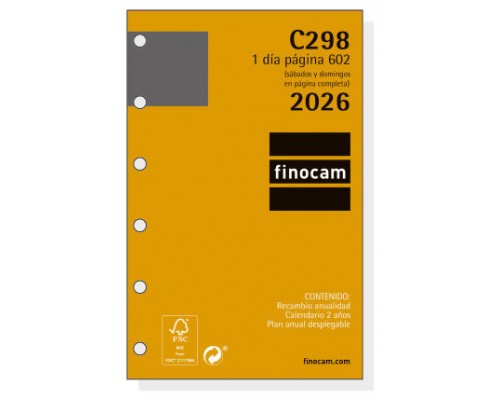 RECAMBIO ANUAL 2026 C298 CLASSIC602 73X114MM DIA PAGINA FINOCAM 201310026 (Espera 4 dias)