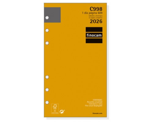RECAMBIO ANUAL 2026 C998 CLASSIC609 94X171MM DIA PAGINA FINOCAM 201330026 (Espera 4 dias)
