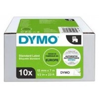 DYMO Cinta LM D1 Multipack 12mmx7mVALUE PACK (S0720530 10 rollos) Negro/Blanco