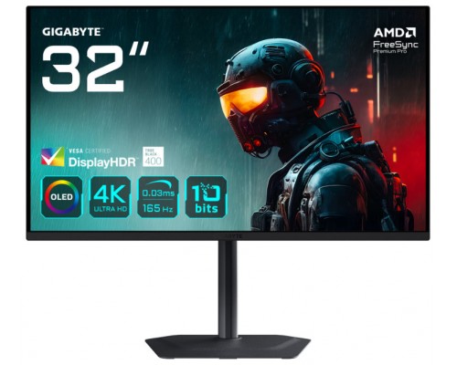 GIGABYTE MO32U 31,5" Monitor Gaming OLED 4K UHD - 3840 x 2160, 165Hz, 0.03ms, 250 cd/m², Display HDR True Black 400, HDMI 2.1, DisplayPort 1.4 (Espera 4 dias)