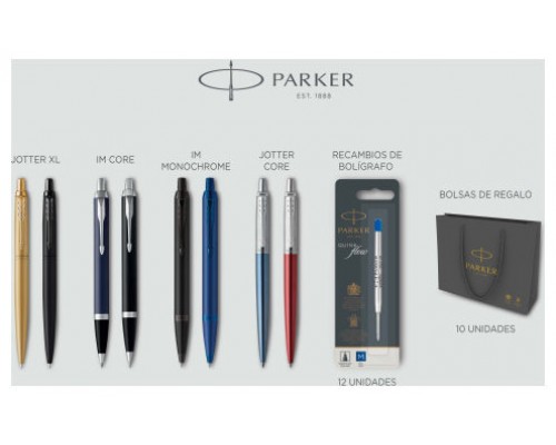 LOTE ESCRITURA PARKER 8 PIEZAS (6+2 DE REGALO) 12 RECAMBIOS + 10 BOLSAS REGALO PARKER 2197098 (Espera 4 dias)