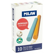 CAJA 10 TIZAS DE CARBONATO DE CALCIO DE COLORES REDONDAS -ANTIPOLVO MILAN 245210 (Espera 4 dias)