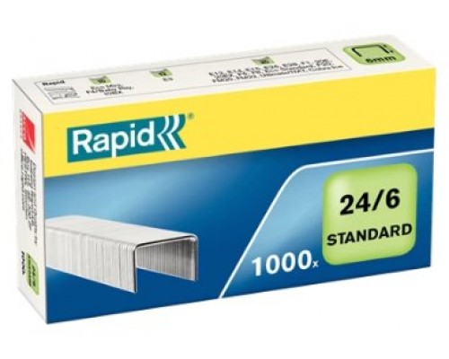 CAJA DE 1000 GRAPAS TIPO 22/6 - 24/6 GALVANIZADAS PARA GRAPADORAS DE SOBREMESA/OFICINA RAPID 24855600 (Espera 4 dias)