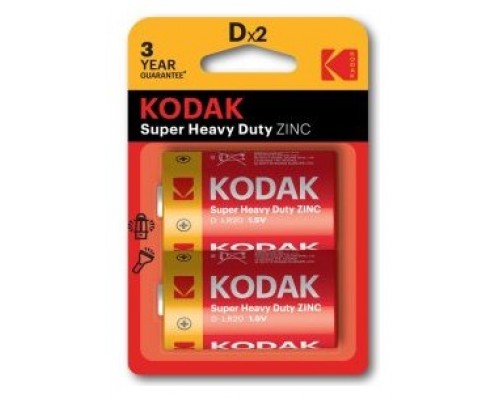 PILAS D LR20 KODAK EXTRA HEAVY DUTY ZINC PACK 2-SX2 PILAS D LR20 KODAK EXTRA HEAVY DUTY ZINC PACK 2