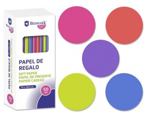 ROLLO PAPEL DE REGALO NEON 70X200 CM BISMARK 328713 (Espera 4 dias)