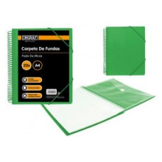 CARPETA ESPIRAL 20 FUNDAS CON SOBRE A4 VERDE POLIPROPILENO INGRAF 332489 (MIN6) (Espera 4 dias)